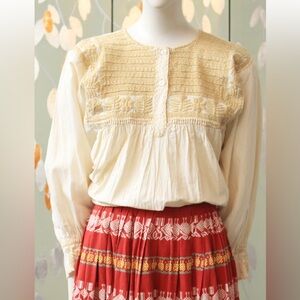 Vintage 70’s Handmade cotton embroidered boho top